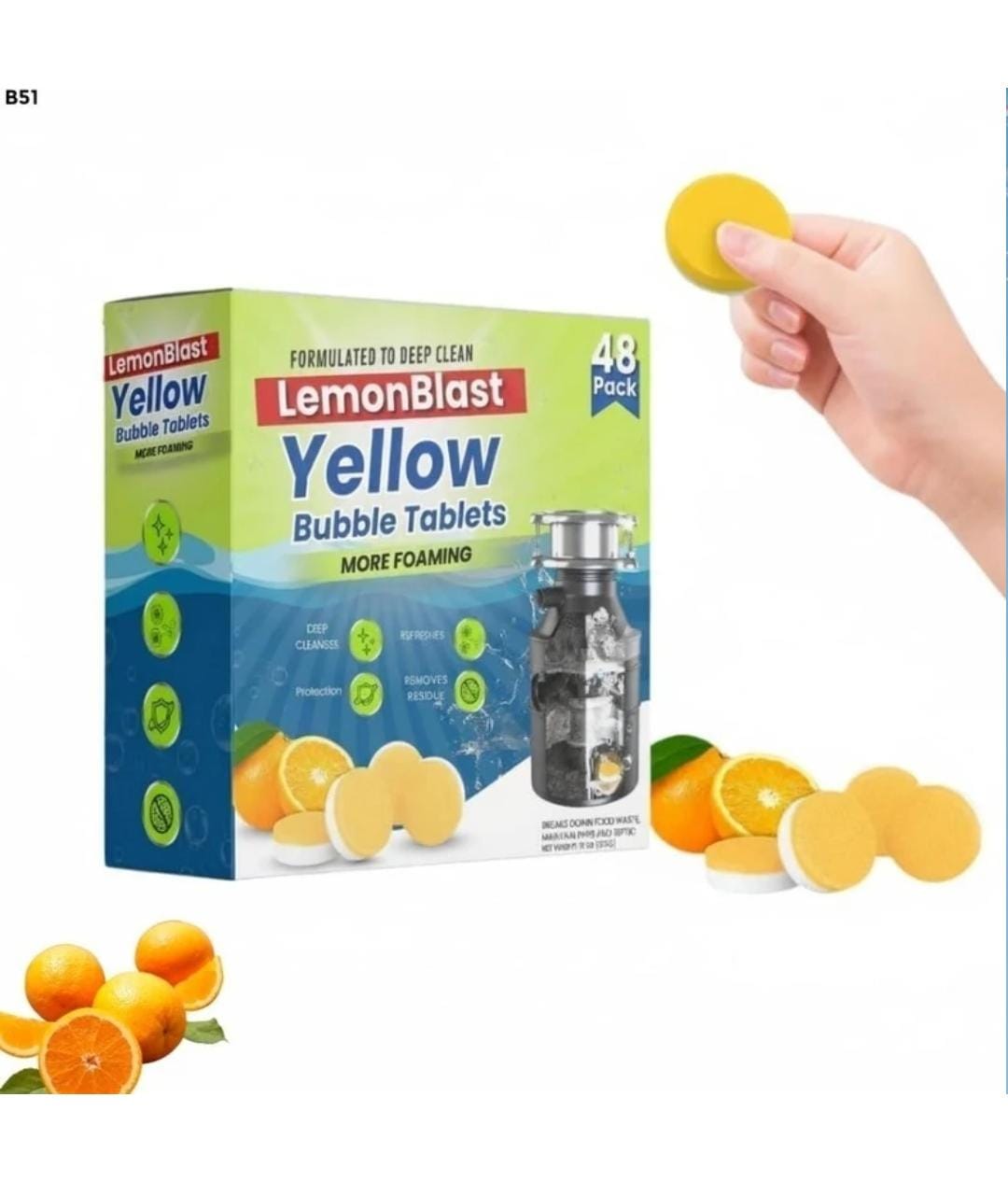 Foaming Drain Cleaning Tablets for Sink, Pipes & Disposal(48 units)